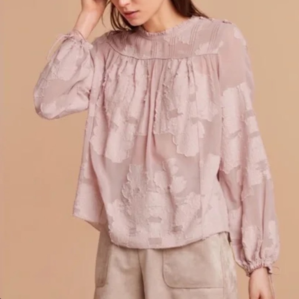 Aritzia Wilfred Long Sleeve Blouse Pink